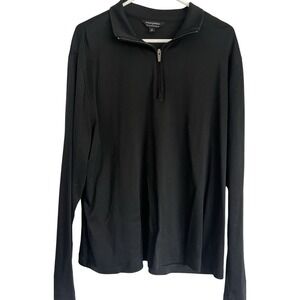 Banana Republic Women's 1/4 Zip Pullover Jacket XL Black 100% Cotton Lightweight